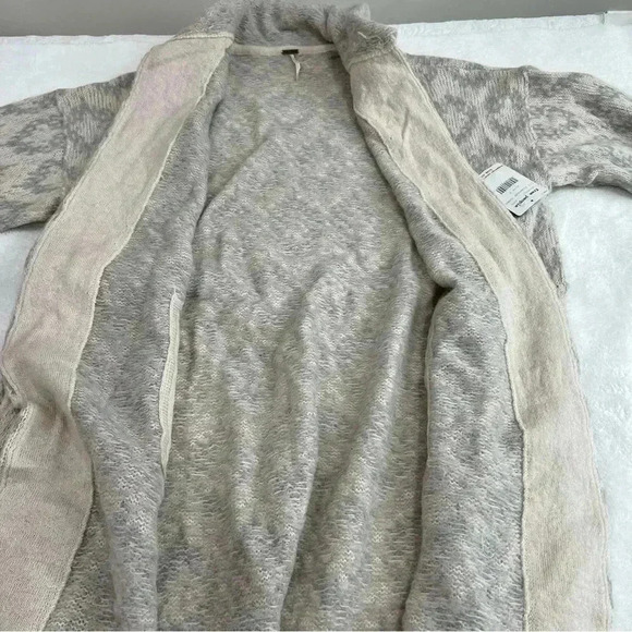 Free People Like A Diamond Size S Knit Sweater Coat Pockets Gray - Picture 8 of 12